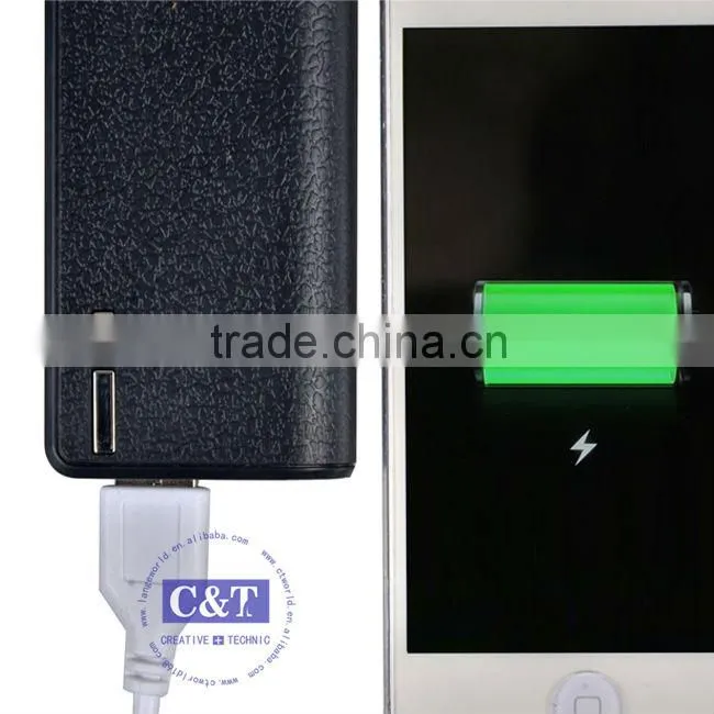 C&T Black REAL 5600 mAh Grade-A Battery Cell Power Bank with Multiple Adaptors for mobile phone