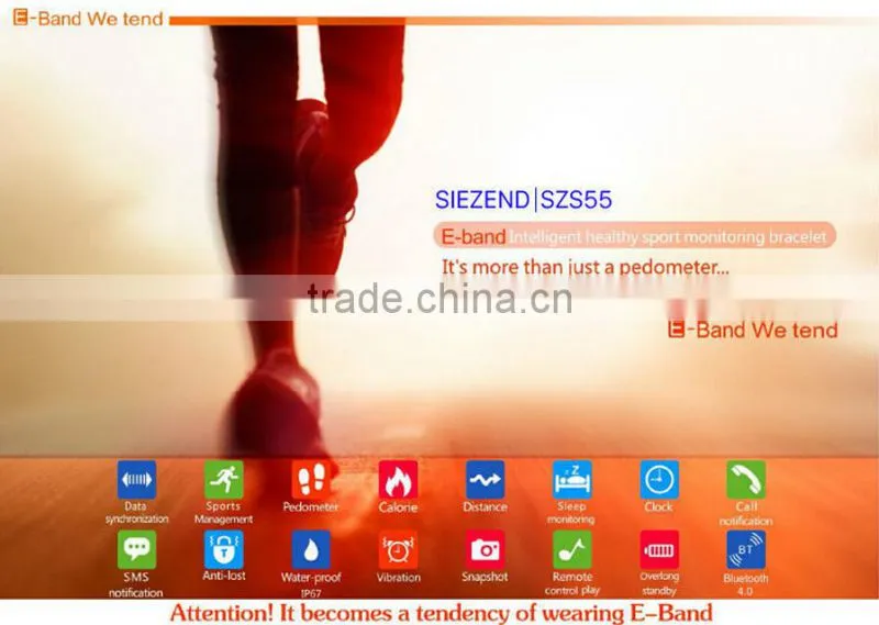 0.91 Inch OLED screen Anti-lost E-band S55 IP67 waterproof watch wristband bluetooth smart bracelet sync for smartphone