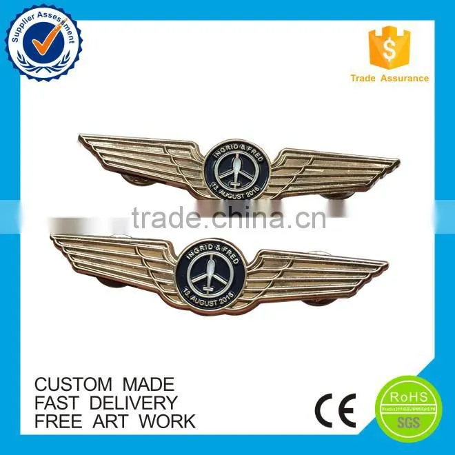 Flying Wings Badge Lapel Pins, custom wing lapel pin for flying club