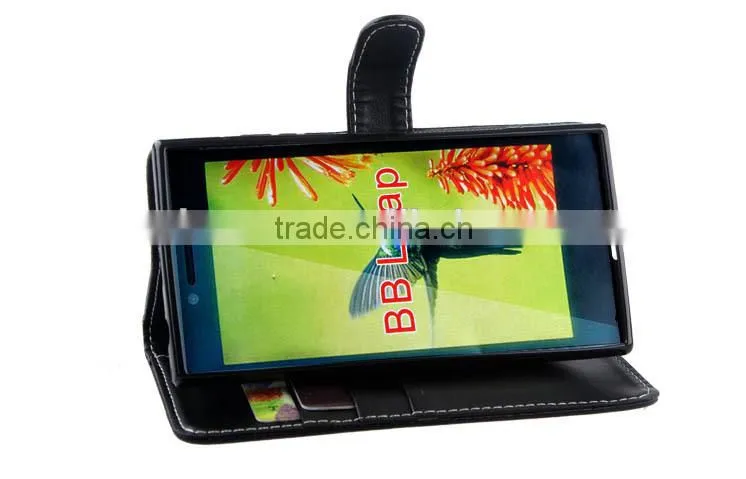 2015 New arrival flip leather case cover for blackberry leap