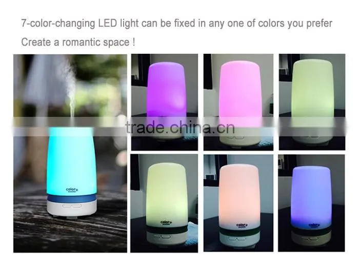 COLOR+ AROMISTER Ultrasonic Aroma Diffuser,electric aromatherapy nebulizer w/timer, 7-color LED & silicone band