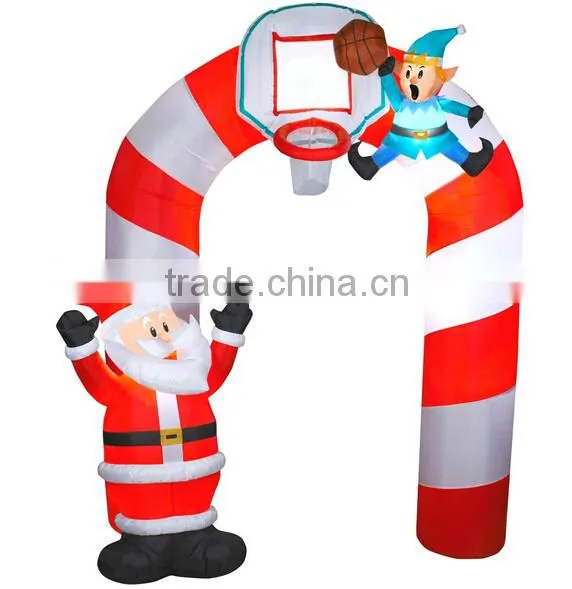 Christmas Santa Inflatable Arch Inflatable Christmas Arch and Elf Playing Basketball