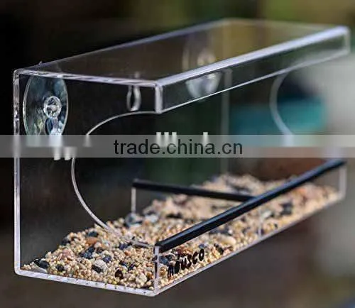 Hot selling good quality acrylic pet bird feeder with suction cups