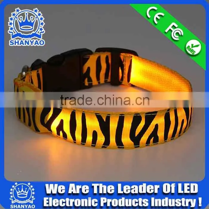 Wholesale LED Yellow Braided Nylon Choke Collar For Dog