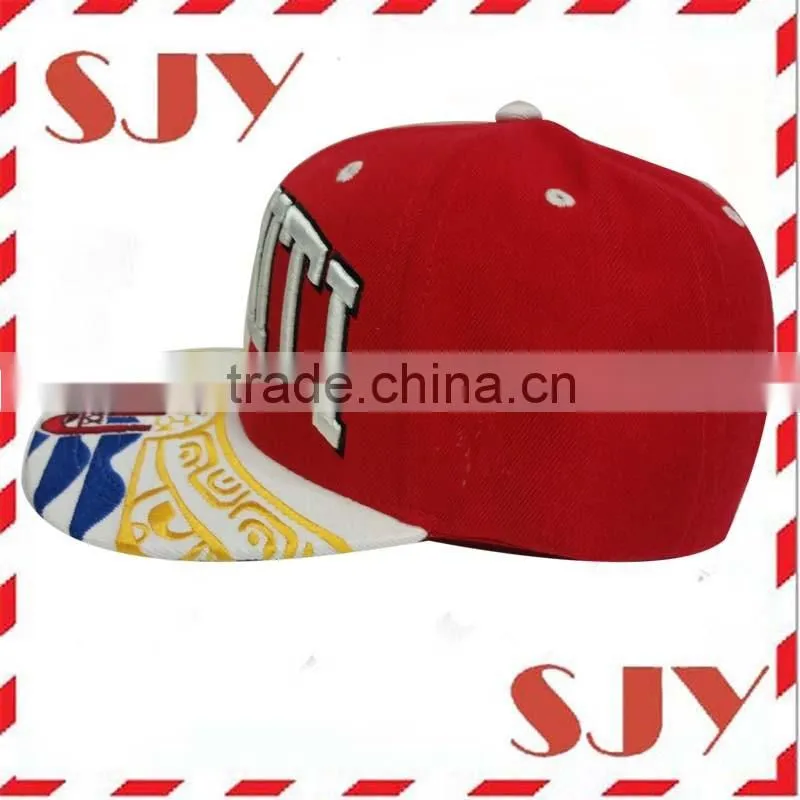 Two Tone Custom 3D Embroidery Flat Bill Baseball Hat