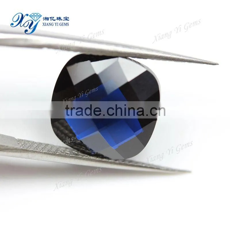 Hot sale Lab created black spinel 14x14mm rounded square spinel rough stone