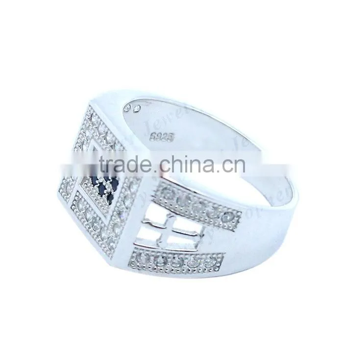 925 Sterling Silver hot sale Micro Pave Setting Wholesale silver men rings