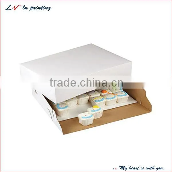 white kraft folding cake boxes/ folding wholesale cake boxes