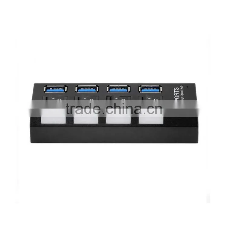 Hot sales ! High Speed 4 Port USB 3.0 Hub with Individual Power on/off Switches and LEDs indicator lights
