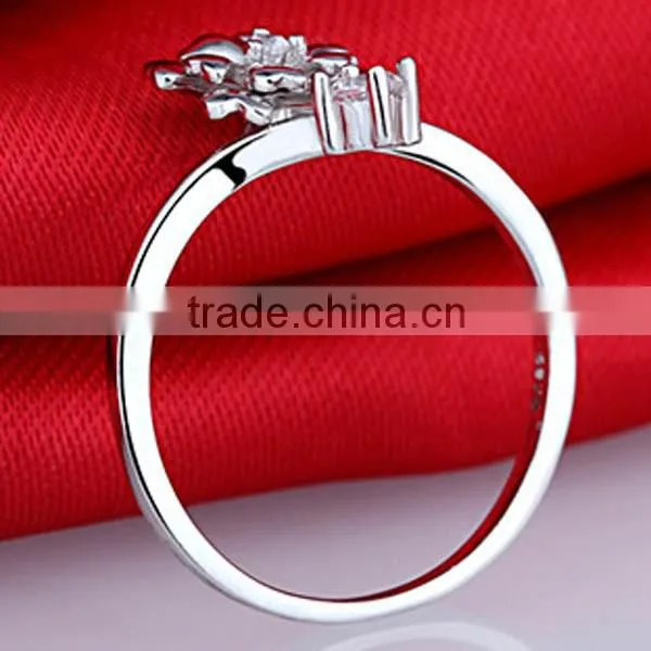 Fashion jewelry freshness style beautiful flower design 925 sterling silver rings