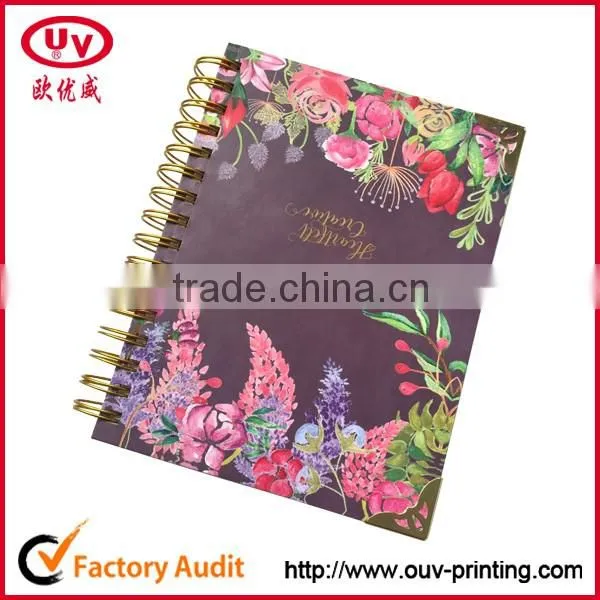 Spiral agenda 2017 daily planner with colorful custom printing