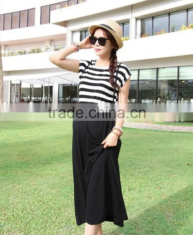 Slim Stripe Suspender Skirt Maternity Dresses Clothes For Pregnant Women