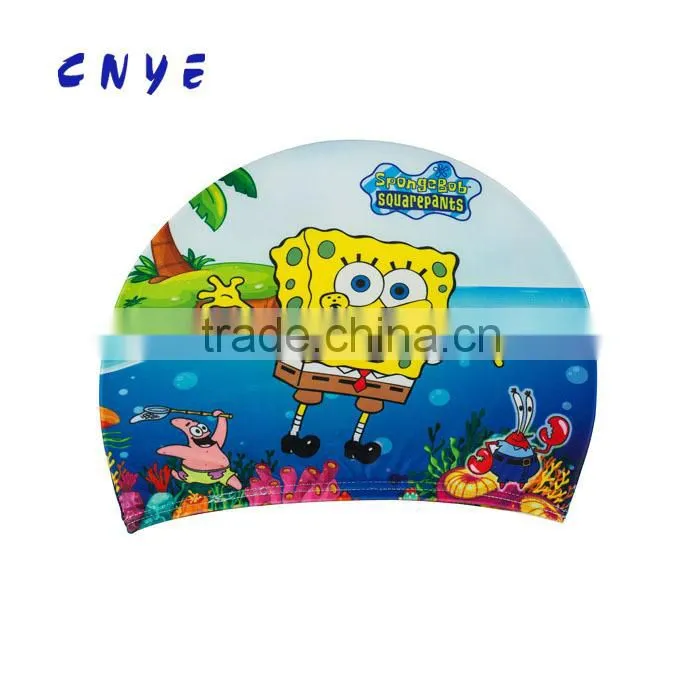 animal print silicone swimming cap,funny silicone swimming caps,yellow silicone swim caps