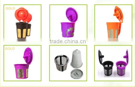 Customized color Keuring k cup/ k-carafe with etching gold mesh hot selling