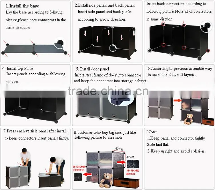 New fresh style water proof DIY easy clean plastic wardrobe (FH-AL0013-3)