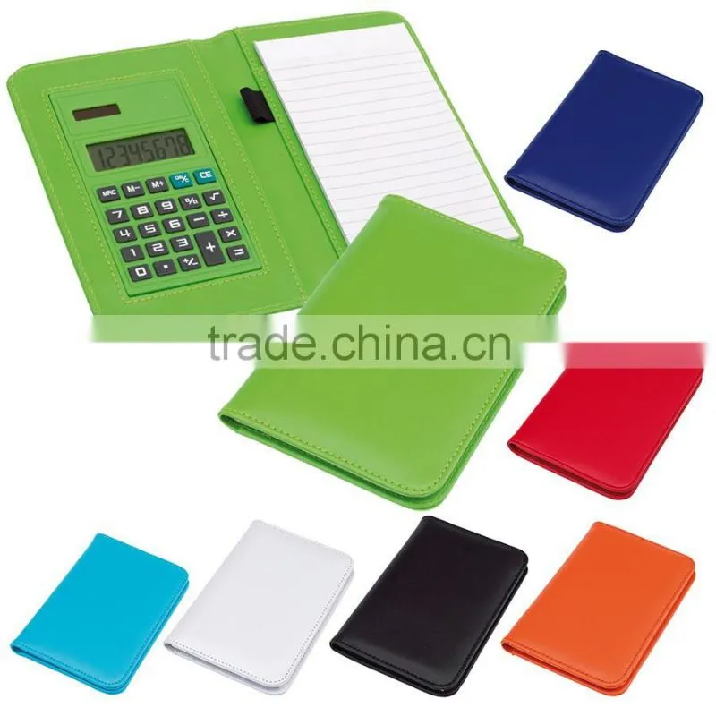 Mini calculator with leather covecr notepad