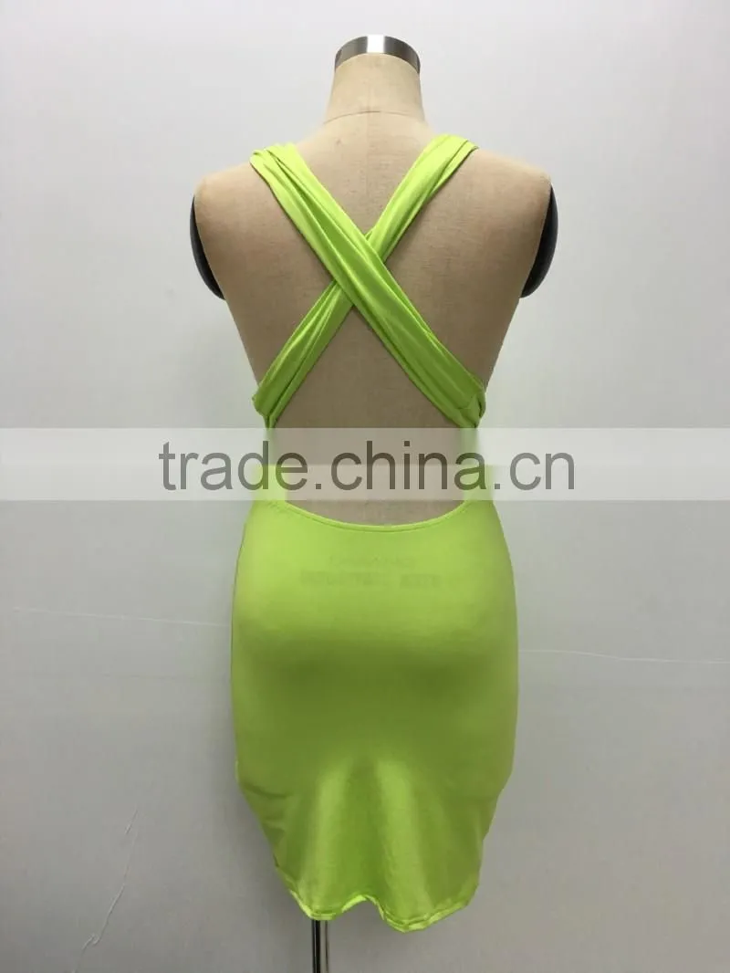 Bonvatt Sexy mini dress with belts women fahion dress 2017
