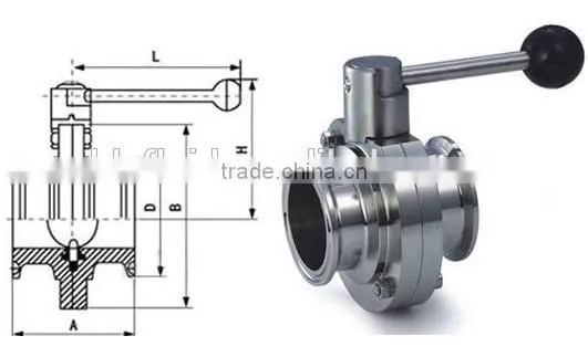 Stainless steel sanitary butterfly valve