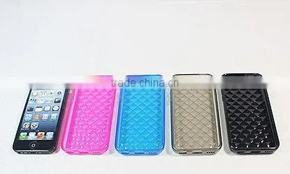 Drill stone glossy TPU soft rubber lining for iphone 5c BLUE