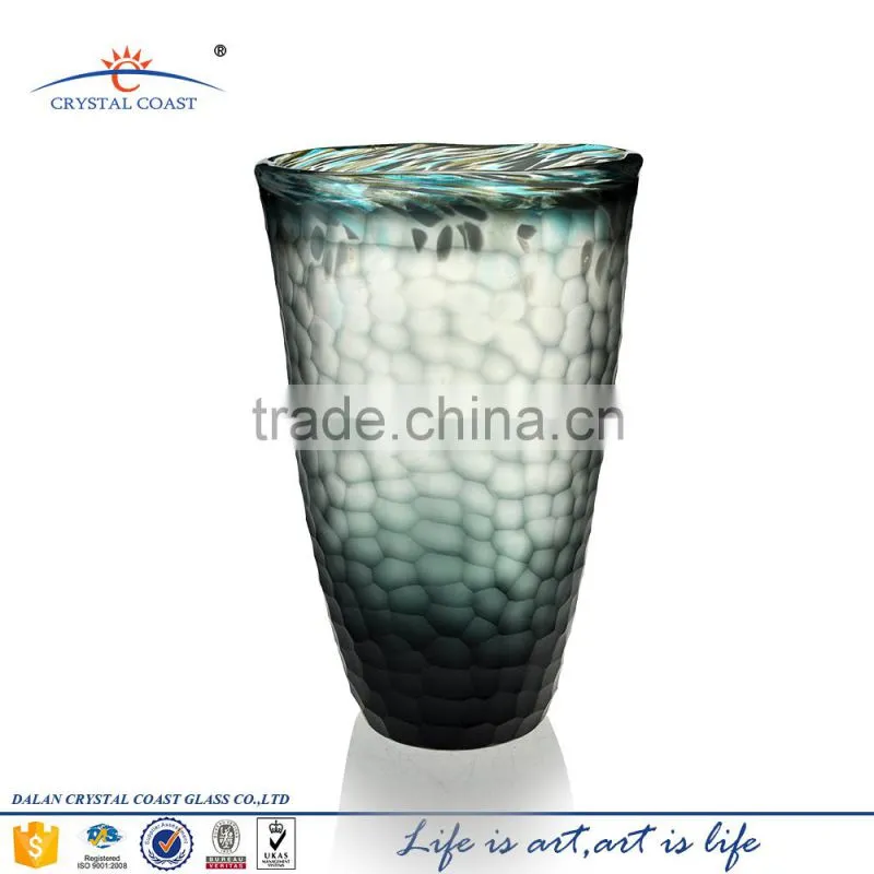 Wholesale large tall martini mosaic grey glass vase for flower arrangement