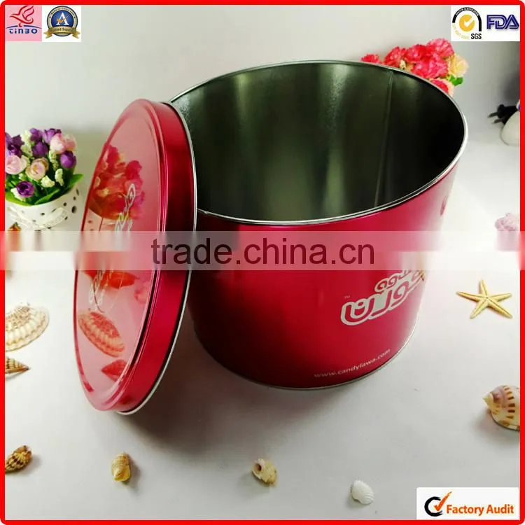 custom design glossy metal print popcorn tin packing cans