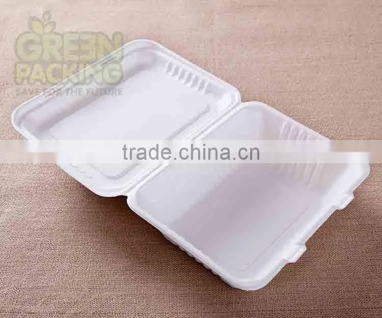 Biodegradable sugarcane bagasse 1000ml food container 9x6 inch