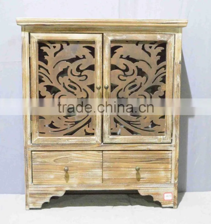 Antique wooden carved case with drawers, wooden carved jewel box