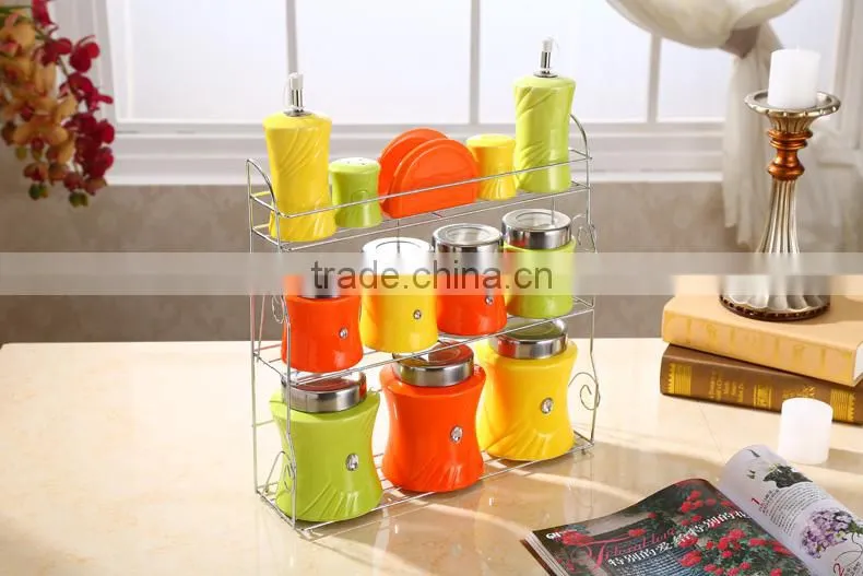 ceramic Canister with stainless steel stand