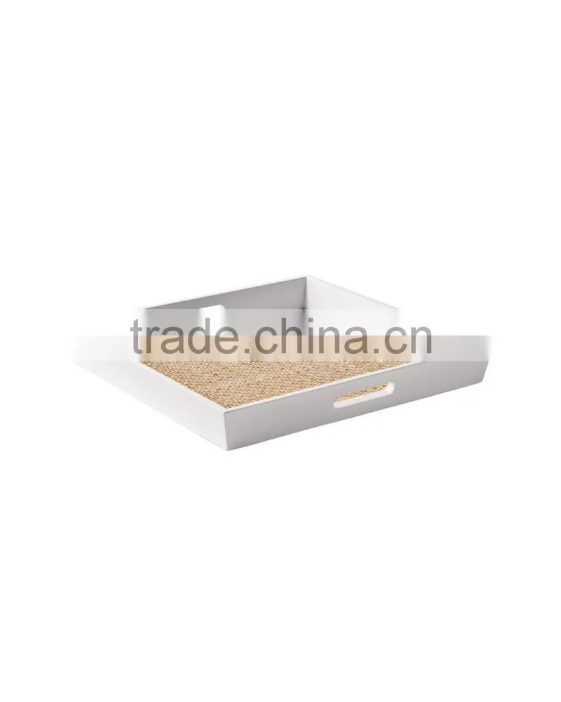 Lacquer and rattan tray