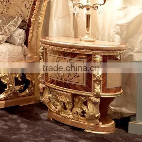 Momoda super fancy luxuious antique solid wood Italian Baroque elegant European style french full set matched golden bedroom set
