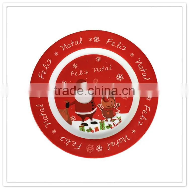 Holiday products hot selling cheap sided melamine christmas plates, christmas decorate charger plate