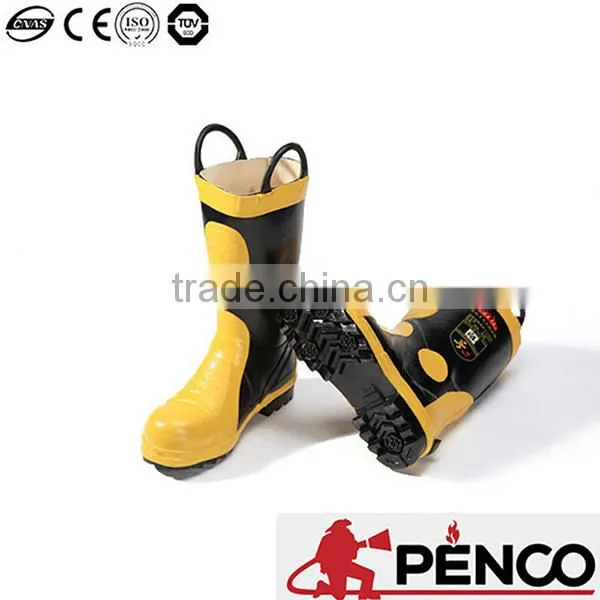 EN ISO 20345 rubber fire fighter boots with steel toe and capes
