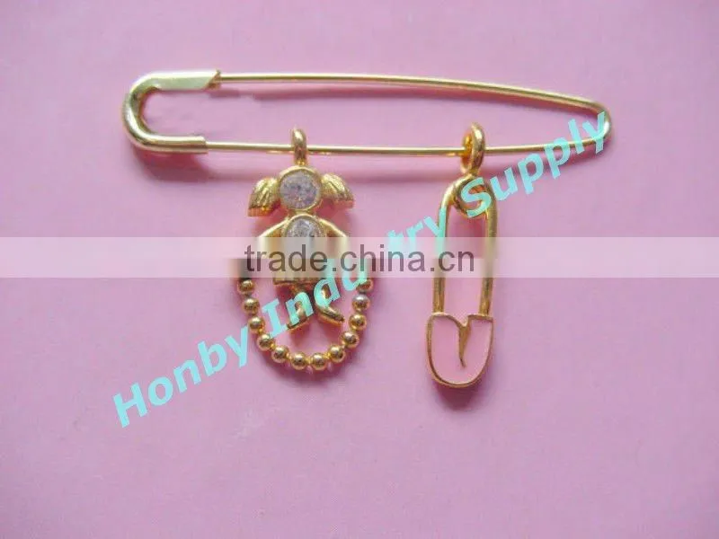 Good quality shiny coilless gold U safety pin for jewelry design