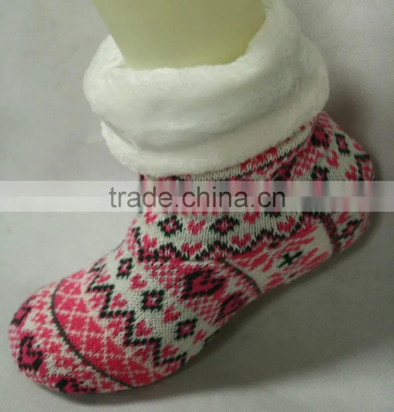 Ladies Non Slip Knitted Home Slipper fur acrylic Socks