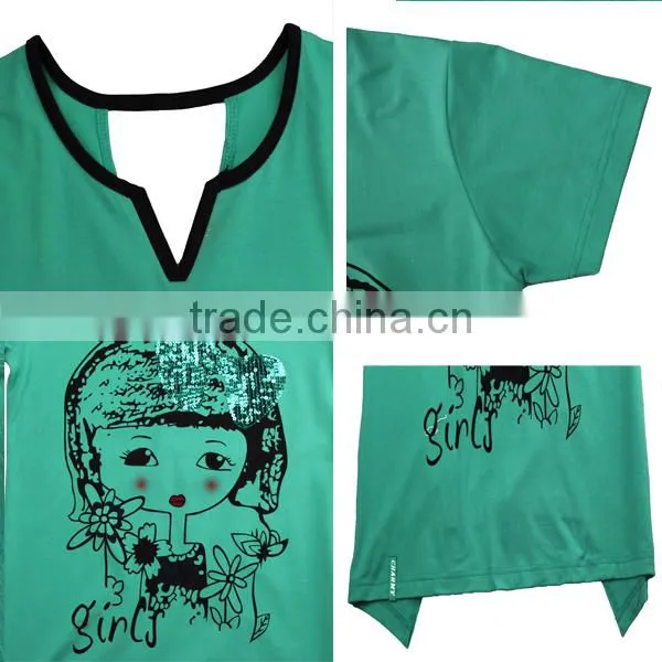 New Design hot sexy woman cheap artful custom tall t-shirts wholesale