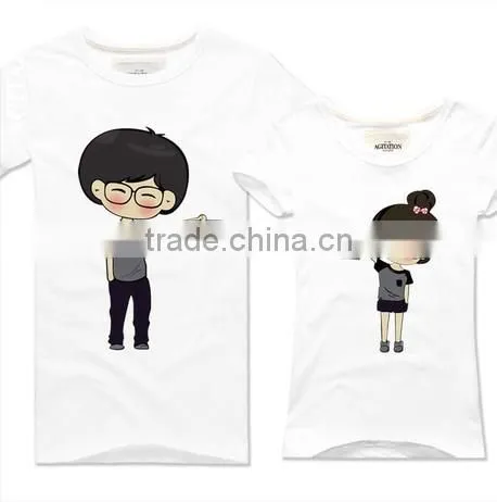 Cute couple cotton t-shirt cheap promotional custom your logo printing