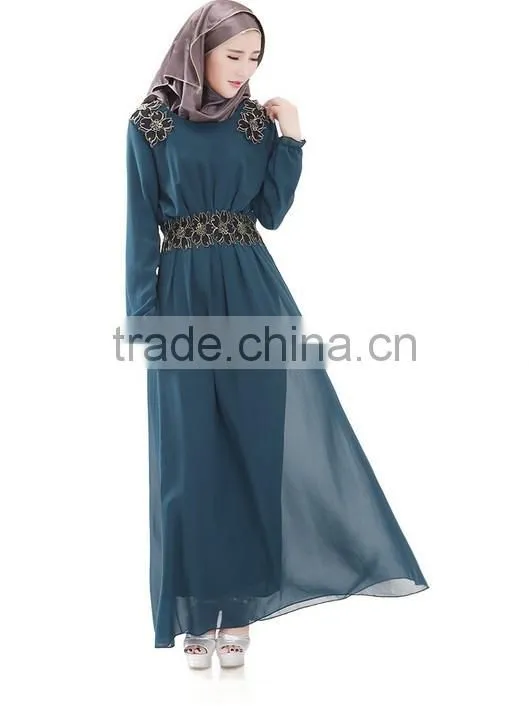 Ourself factory wholesale latest design long sleeve muslim evening dress