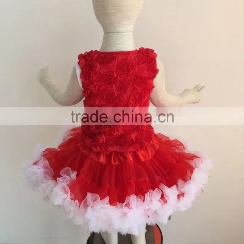 Newset Stylish Baby Fairy 3pcs Pettiskirt In Set Red Rose Vest With White Top Matching Red Adjustable Waist Pettiskirt In Set