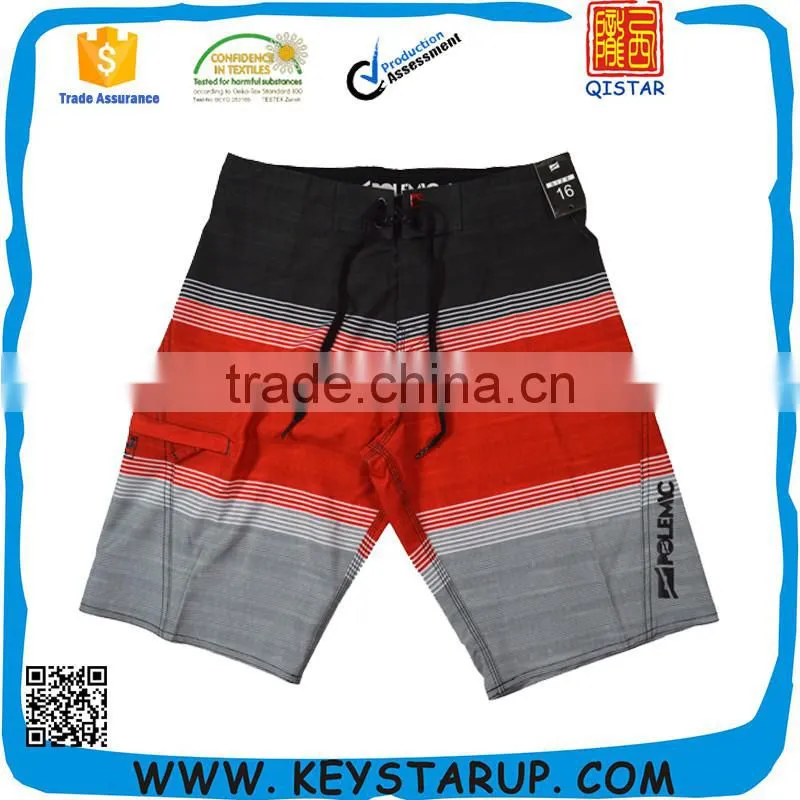 Fitted Swimwear Spandex Teens Young Men Striped Board Shorts Wholesale