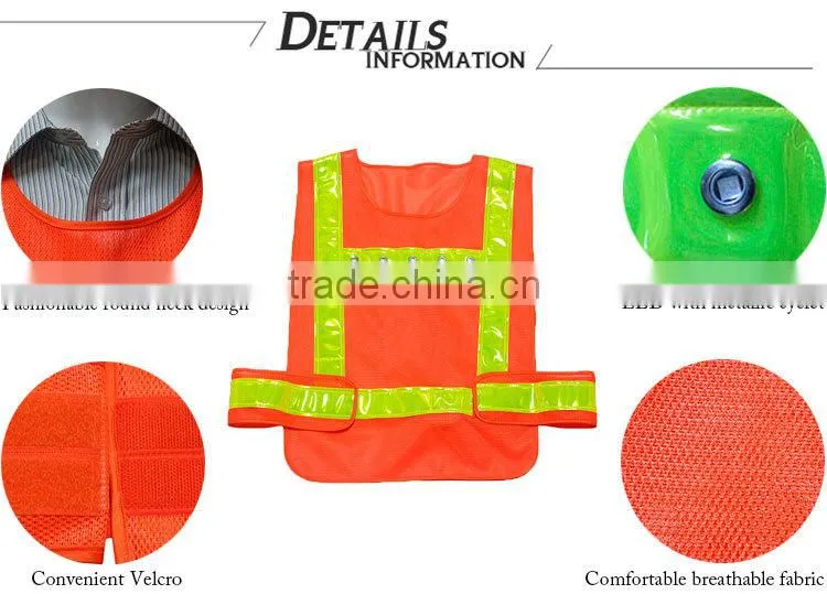 orange waistcoat waterproof relfective workwear LED security shirt