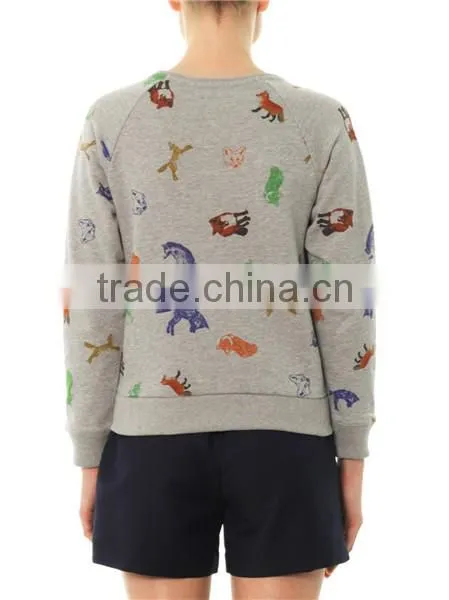 Animal-Fox Print Sweatshirt Wholesale Crewneck Sweatshirt