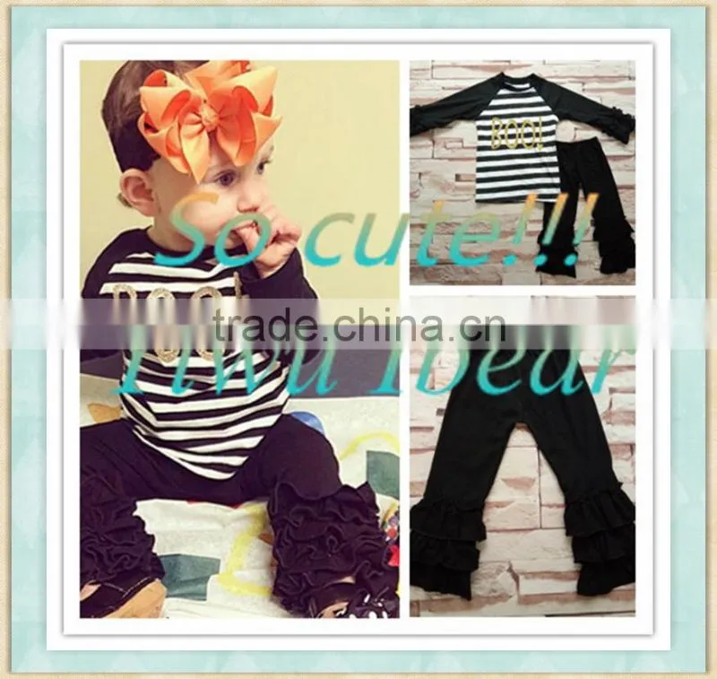 Lastest Halloween girls Wholesale Pumpkin embroidery Boutique outfits Clothing sets