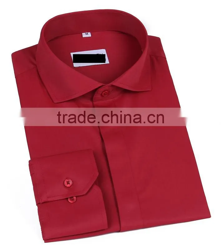 2017 new style solid color mens shirt long sleeve