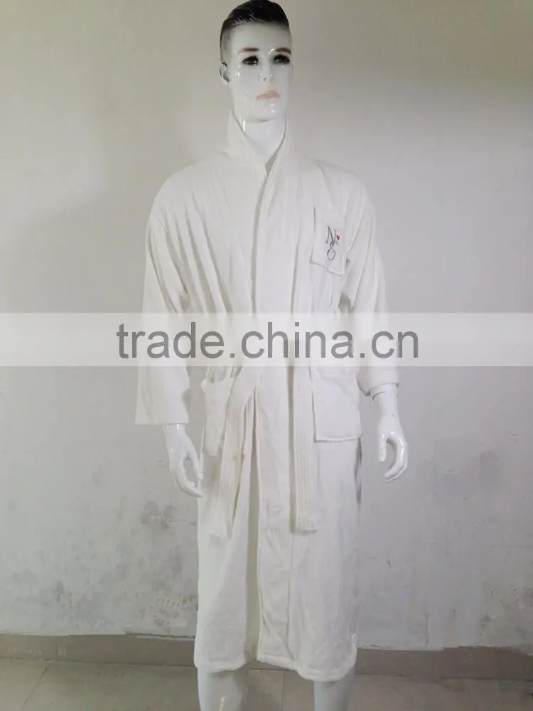 Orangic bamboo robe luxury lounge bathrobe white