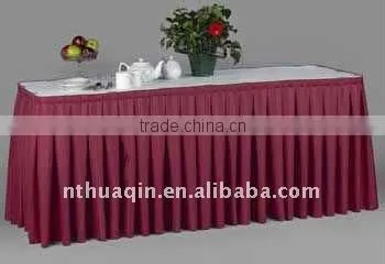 Polyester table skirting table skirts table linen satin table skirting with top cover table skirts table linen