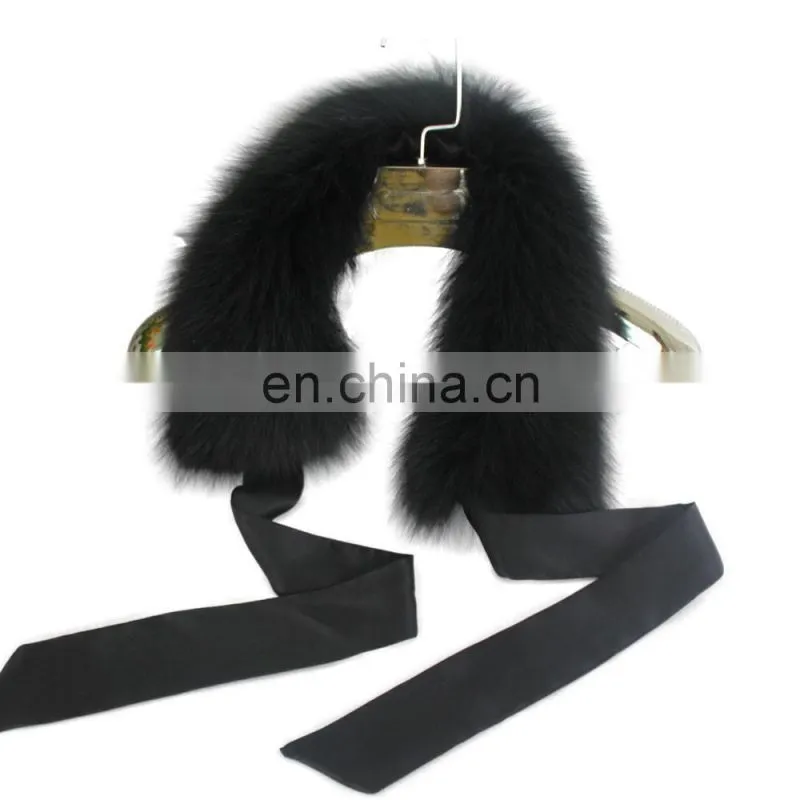 Black Bowknot Real Fox Fur Detachable Scarf Fox Fur Collar Trim