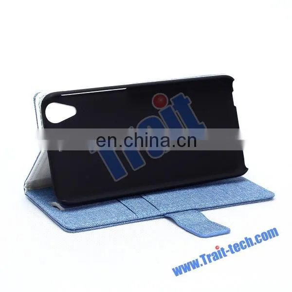 Cloth Texture Pattern Wallet Style Magnetic Flip Stand PC+PU Case for HTC Desire 626