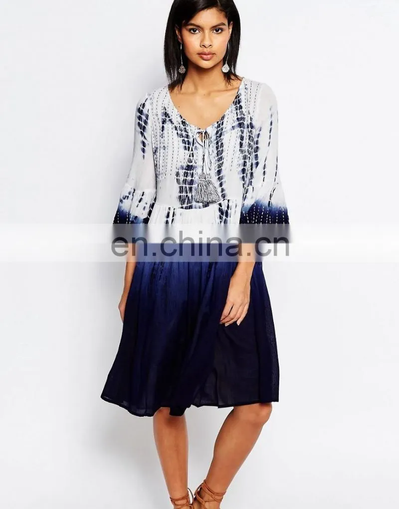 2016 OEM cotton prints women dresses latest summer women causal dress