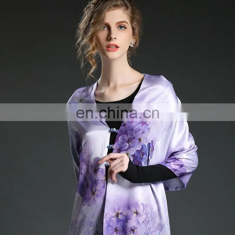 The high quality silk scarf shawl Double scarf shawl purple