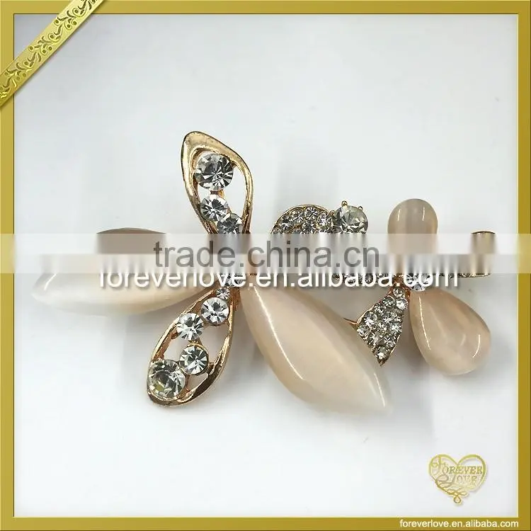 Unique Jewelry flower shape cheap rhinestone brooches and hijab pins for dresses FB-059